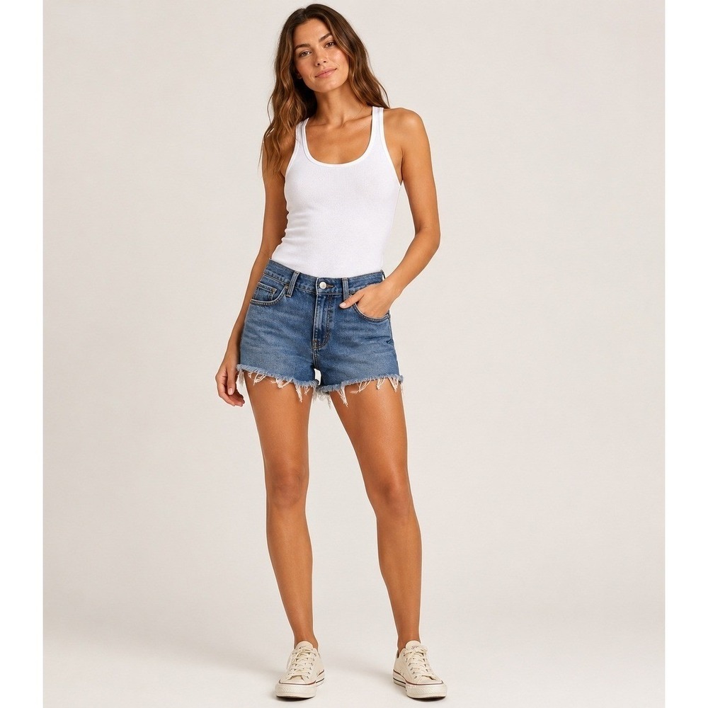American Eagle Super Stretch Jean Shorts Womens 0 Blue Cotton Cut-off